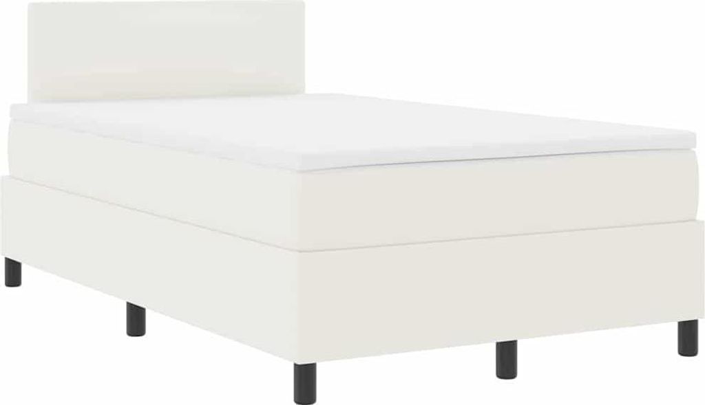 vidaXL LED Boxspringbett Creme und Weiß 120 x 190 cm Cordstoff