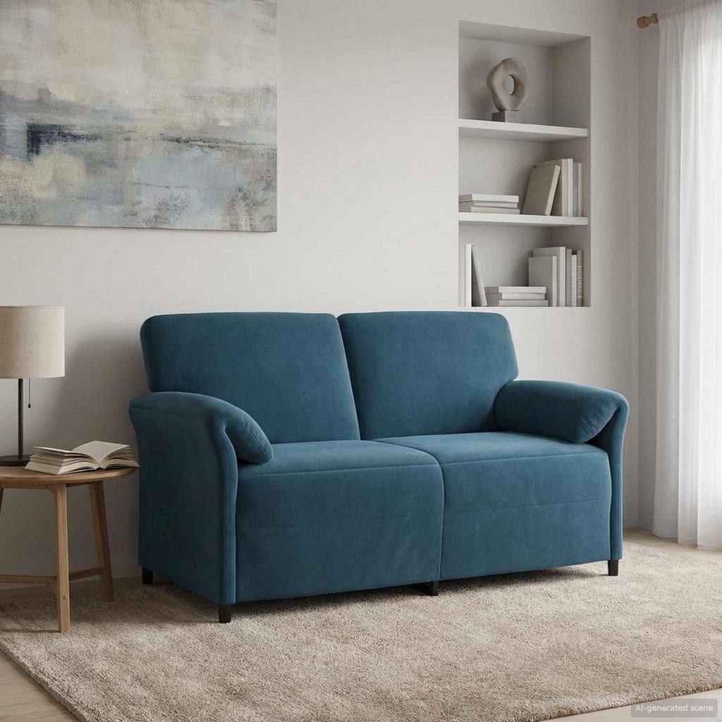 Möbel 2-Sitzer Sofa Blau 158 x 83 x 95 cm SamtKlassische Sofas - Klassische Sofas c7401