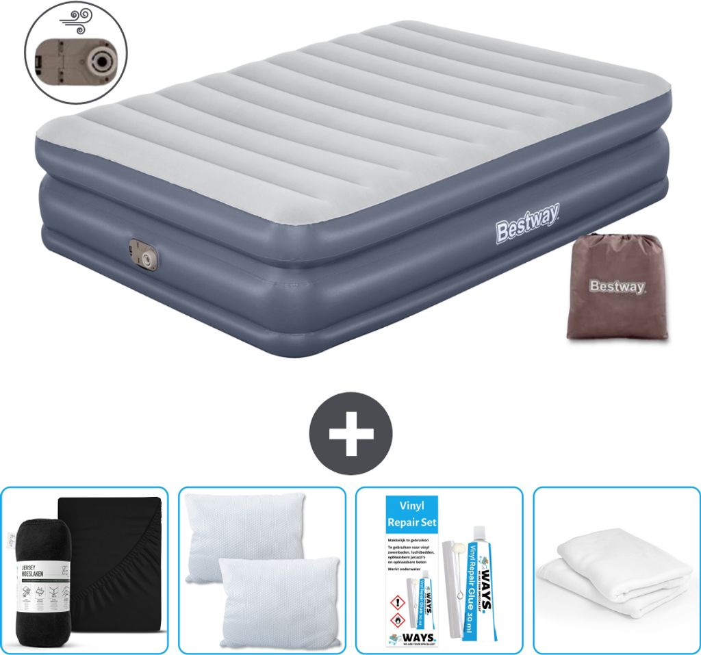 Bestway Luftmatratze - 2-Personen - 152 x 203 x 51 cm - Grau - - Inklusive Zubehör