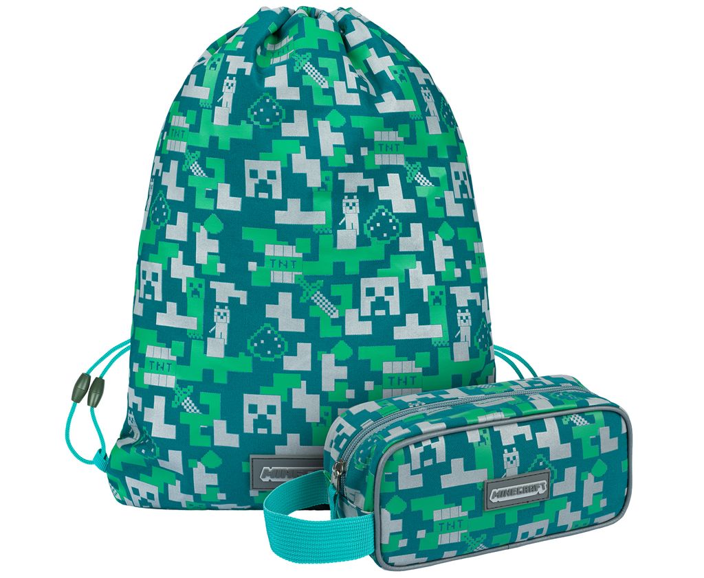 BAAGL MINECRAFT 2 SET Silver Creeper: Federtasche, Tasche