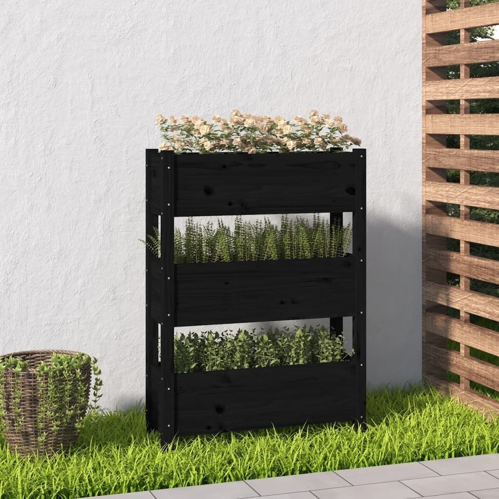 Maison Exclusive - Pflanzkübel Schwarz 77x25x104,5 cm Massivholz Kiefer