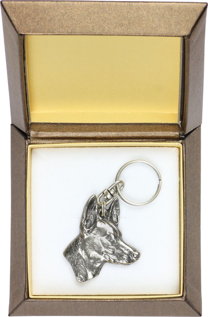 Pharaonenhund, Pharaoh Hound, Kelb tal-Fenek - Versilberter Anhänger mit einem Hund in einer dekorativen Box, Handtaschenschmuck, Rucksackanhänge...