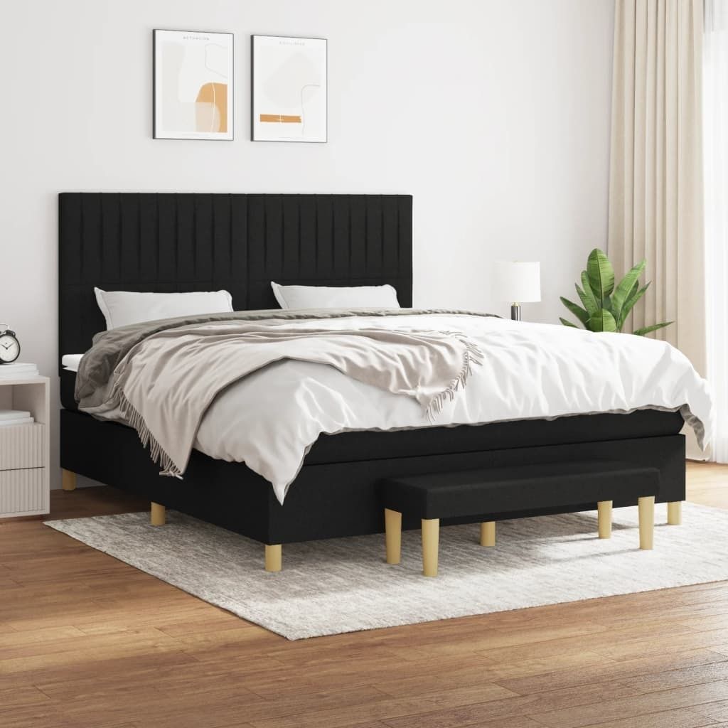 Maison Exclusive - Boxspringbett mit Matratze Schwarz 180x200 cm Stoff