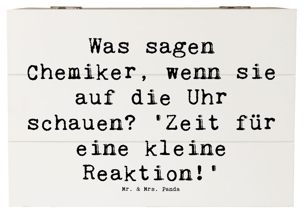 Mr. & Mrs. Panda Kiste Spruch Chemiker Reaktion 22 x 15 cm - Weiß - Geschenk, Geburtstag, Holzkiste mit Deckel, Truhe, Geschenke für Berufstätig...