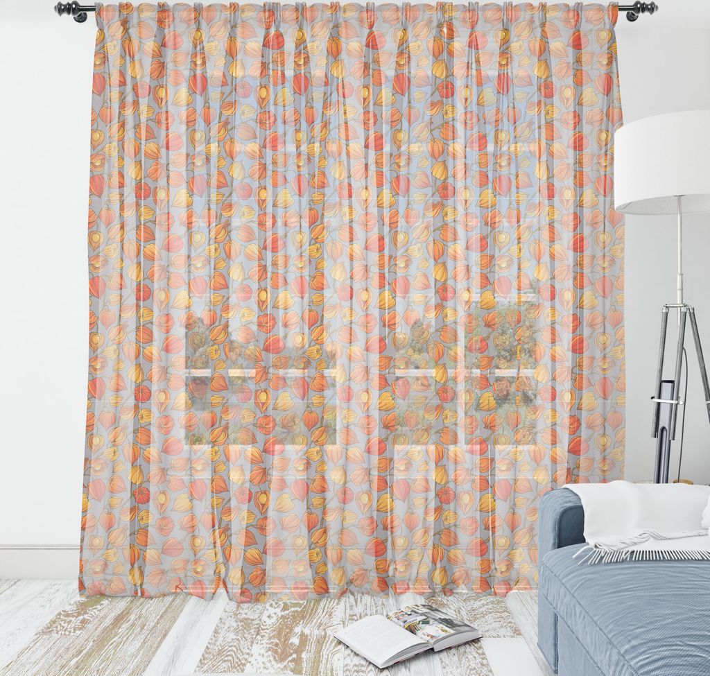 ABAKUHAUS Herbst Wandteppich, Physalis Tropical Goldener Berry auf minimalistischen Hintergrund, Wohnzimmer Schlafzimmer seidiges Satin Wandtuch, 2...