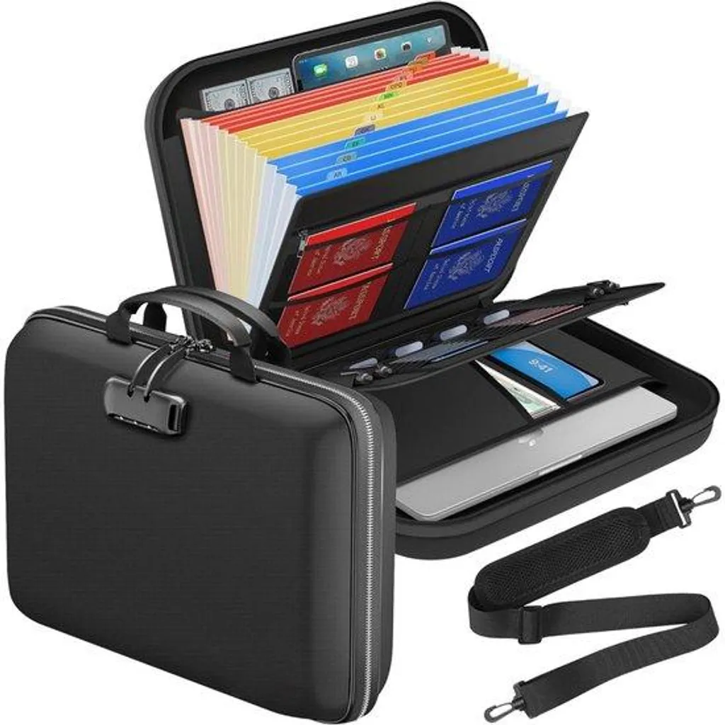 Porte-documents 13 compartiments ignifuge et serrure pour télétravailleur