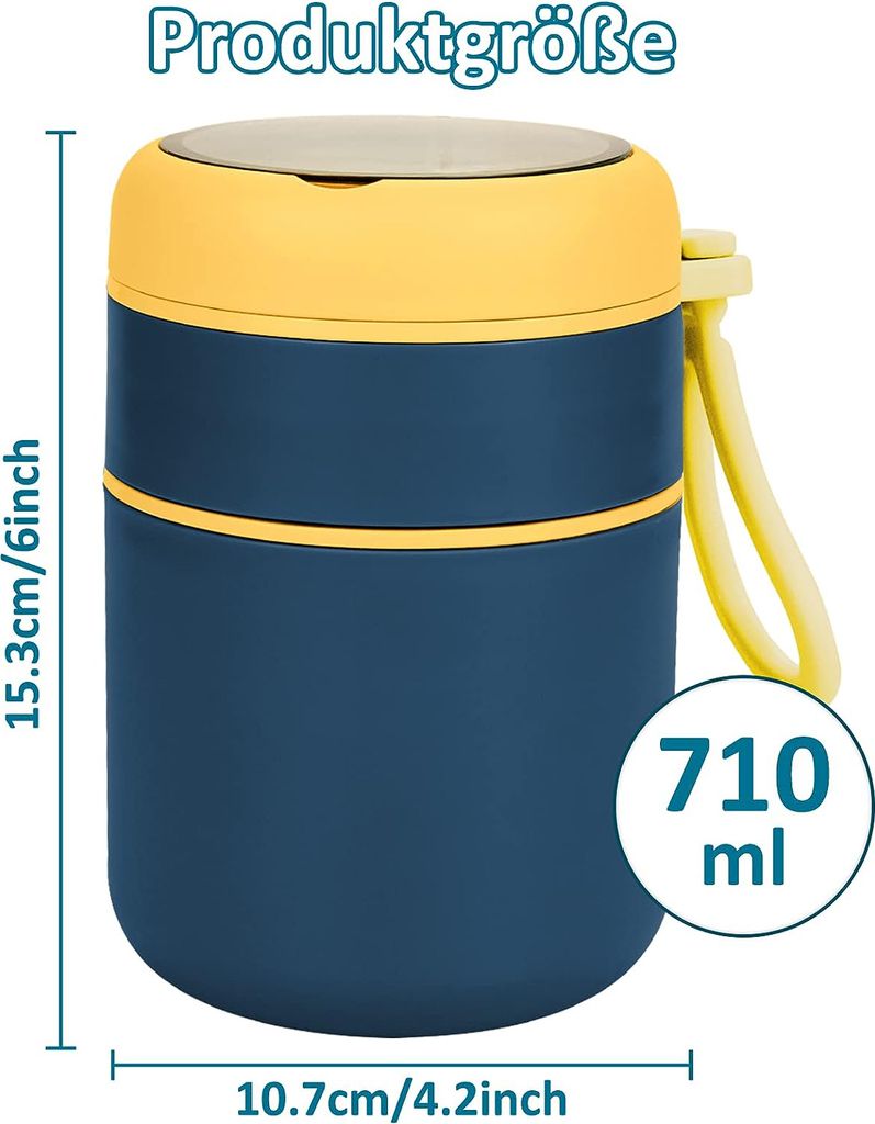 Thermobehälter mit Griff Löffel,710ml Edelstah Produktbild 3