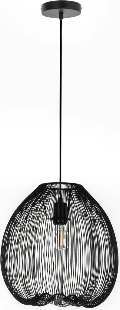 Lustre Suspension Cage en Métal Noir Style Vintage pour Salon et Cuisine