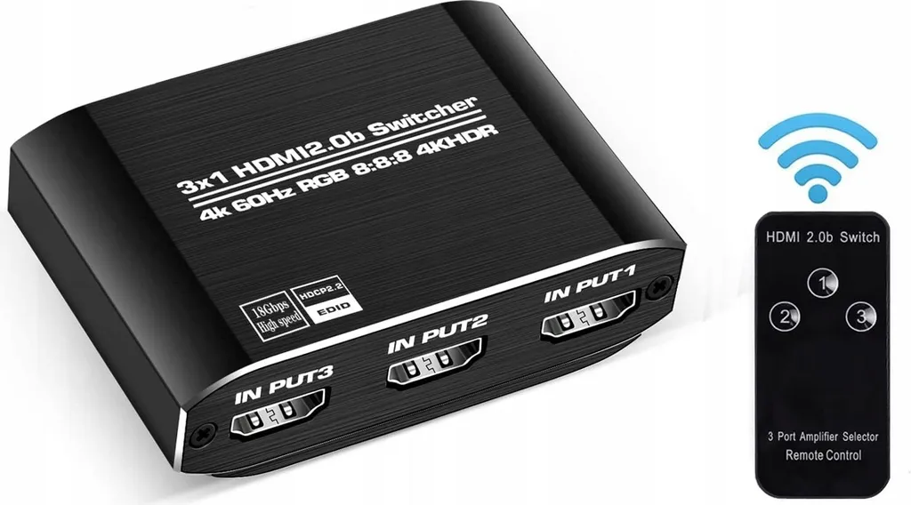 Switch HDMI 4K 60Hz HDR10 Boîtier 3 vers 1 Compatible HDCP 2.2 et UHD