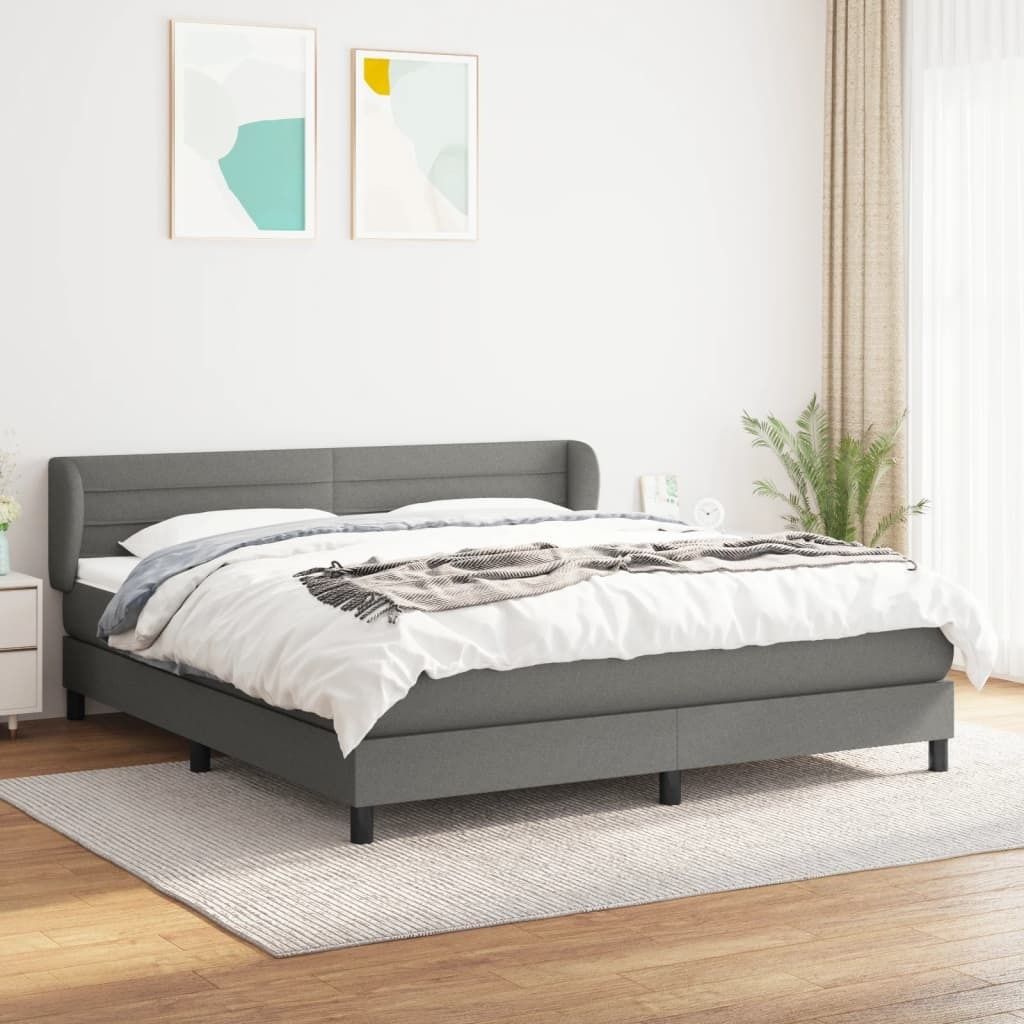 Maison Exclusive - Boxspringbett mit Matratze Dunkelgrau 160x200 cm Stoff