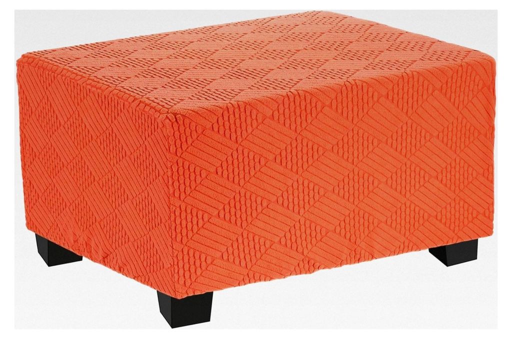 Dehnbare Fußhockerabdeckung Gestreift Quadratische Hockerhülle Mit Gummizug Möbelschutz Für Wohnzimmer Schlafzimmer Passend Für Länge 85-95cm...
