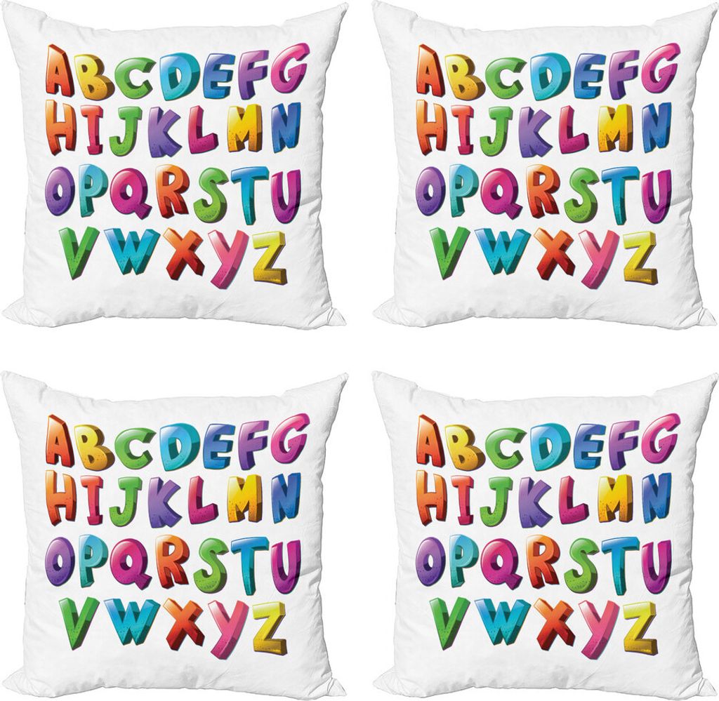 ABAKUHAUS Alphabet Kissenbezug Set (4 Stück), Gradient Farben Graffiti, Moderner Doppelseitiger Digitaldruck, 45 cm x 45 cm, Azure Blau Dunkelhimm...