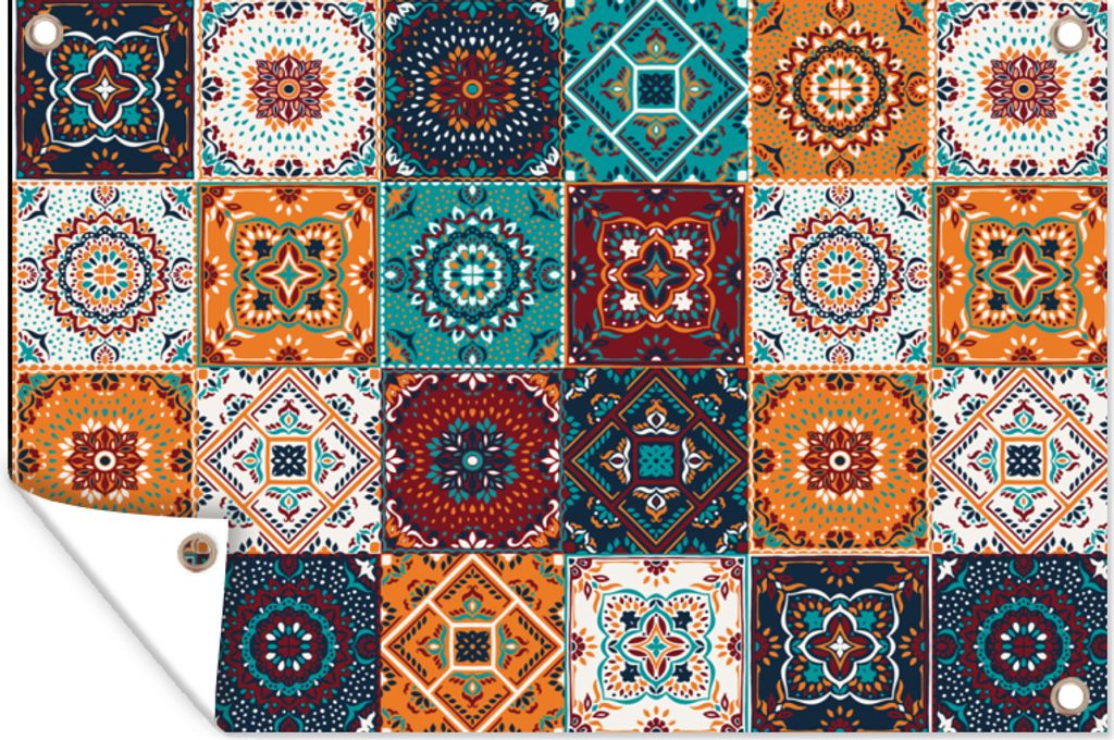 MuchoWow 120x80 cm Outdoor-Poster Gartendeko Sichtschutz Garten Poster für den Garten Retro - Blatt - Design - Orange - Braun