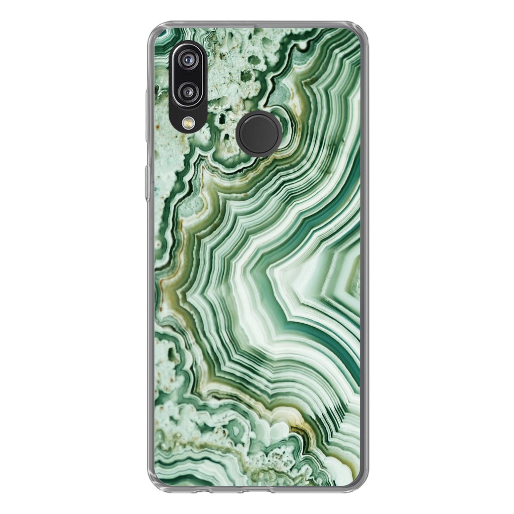 MuchoWow Handyhülle Schutzhülle Hülle für Huawei P20 Lite (2020) Natursteine - Grün - Gesteine und Mineralien Silikon Softcase Handy Hülle ...
