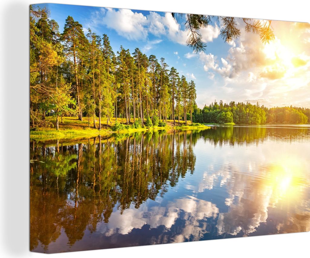 OneMillionCanvasses - Leinwandbilder - 150x100 cm, Wasser - Bäume - Natur, Wandbilder Kunstdruck Wanddekoration - Foto auf Leinwand - Gemälde a...