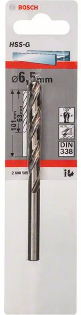Punta per metallo HSS-G, DIN 338, 6,5 x 63 x 101 mm, confezione da 1 pz