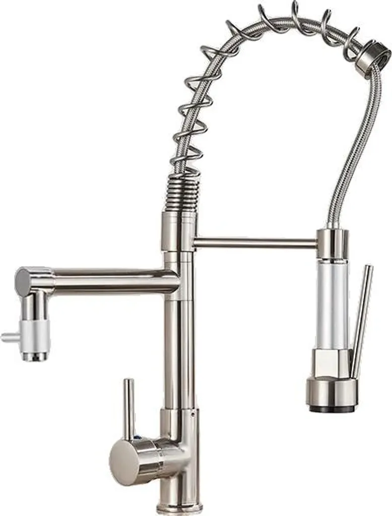 Robinet de cuisine design extractible double bec - Finition Nickel B