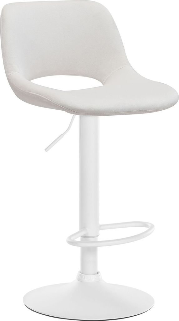 DELUKE Barhocker JAKSON - Creme, Samt, Weiß | Barhocker mit Lehne Barstuhl Tresenhocker Tresenstuhl Kneipenhocker Kneipenstuhl