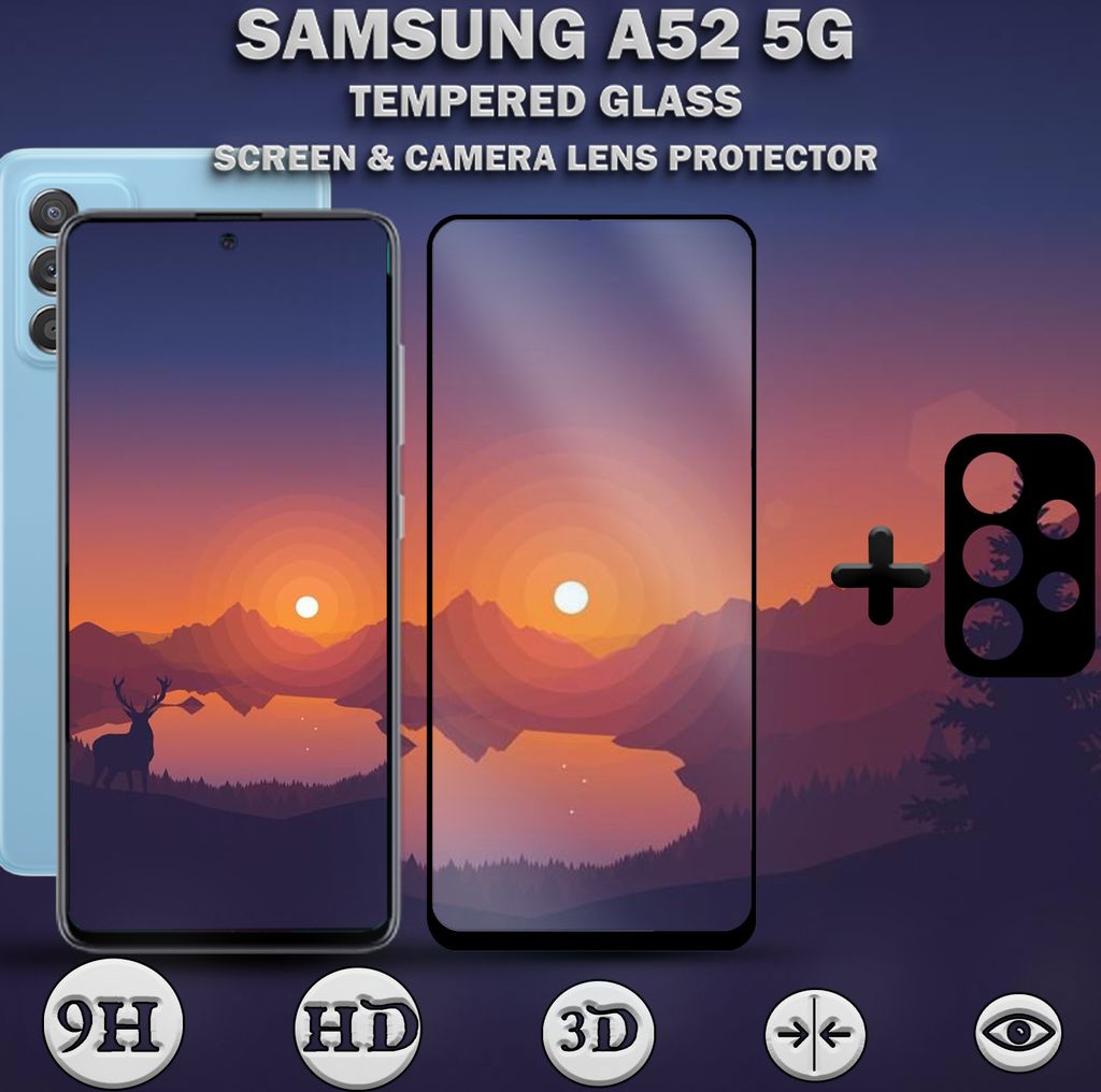 Samsung Galaxy A52 5G Displayschutzfolie und Objektivschutz Produktbild 