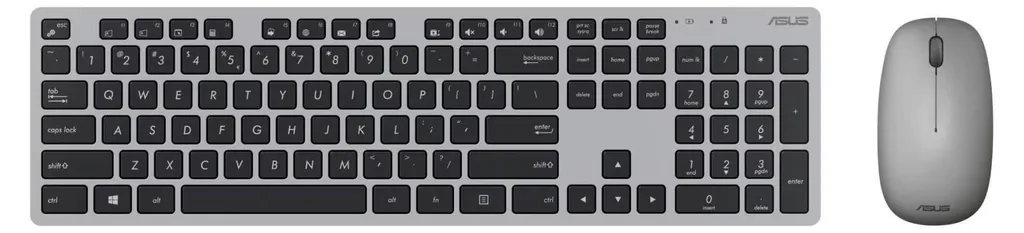 Ensemble Asus W5000 Gris Clavier Sans Fil Ultra-Mince et Souris 1600 DPI