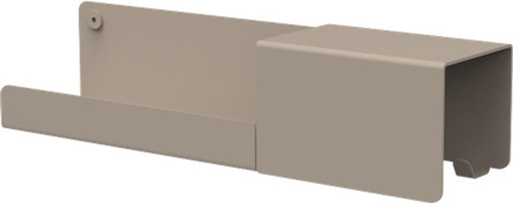 Regal mit Haken Rechts/Links in Schwarz/Weiß/Sandgrau aus Stahl mit Größenvarianten, Farbe:Sand, Variante:Ablage rechts, Größe:Small