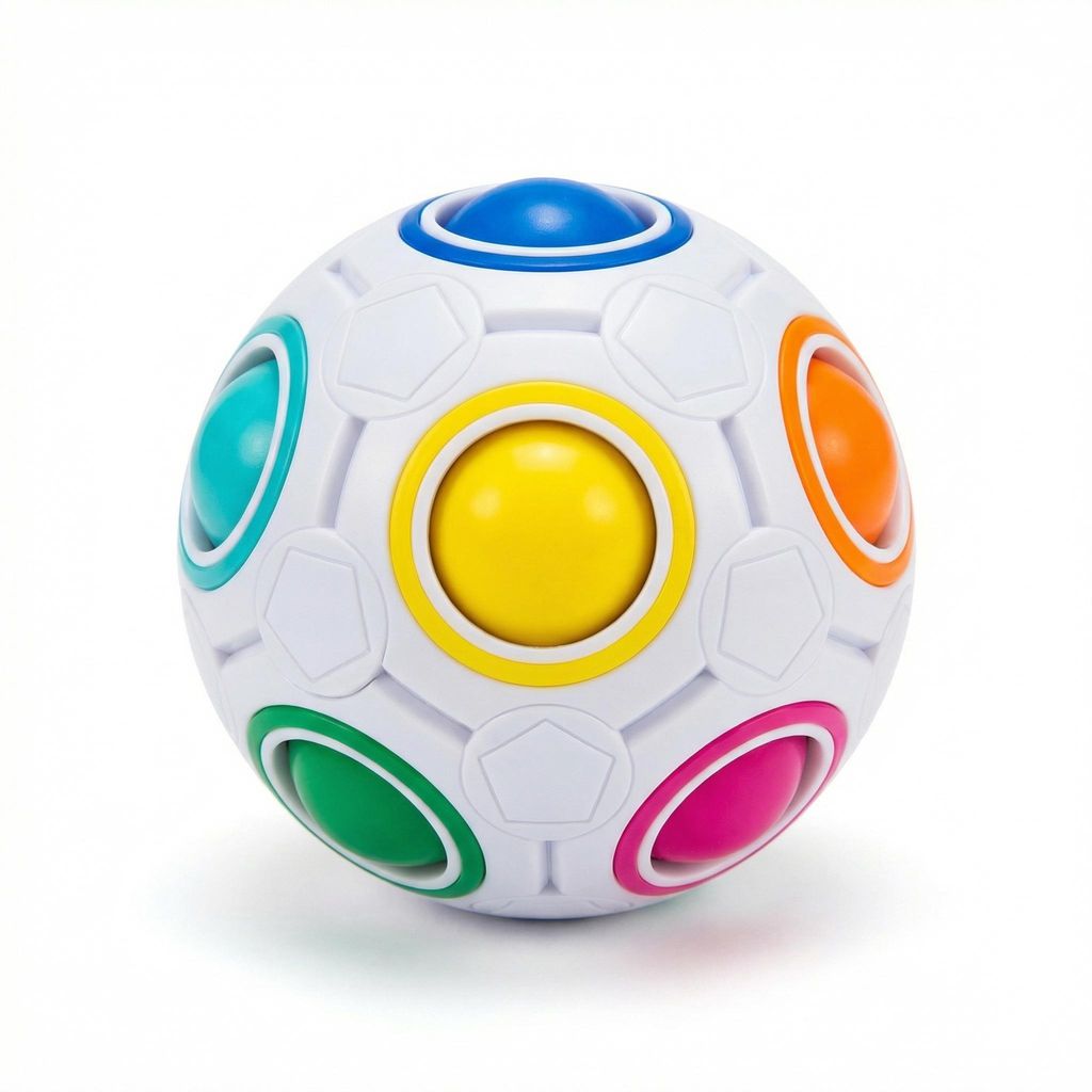 Regenbogenball 7cm Magic Puzzle Ball mit 12 Löchern & 11 bunten Kugeln Fidget Ball Anti Stress Spielzeug für Kinder Erwachsene Geschicklichkeitss...