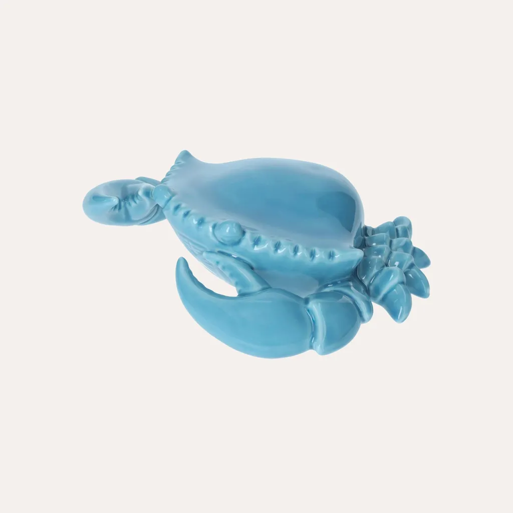 Figurine Crabe en Céramique Bleue KEYHOMESTORE - Déco Marine Brillante
