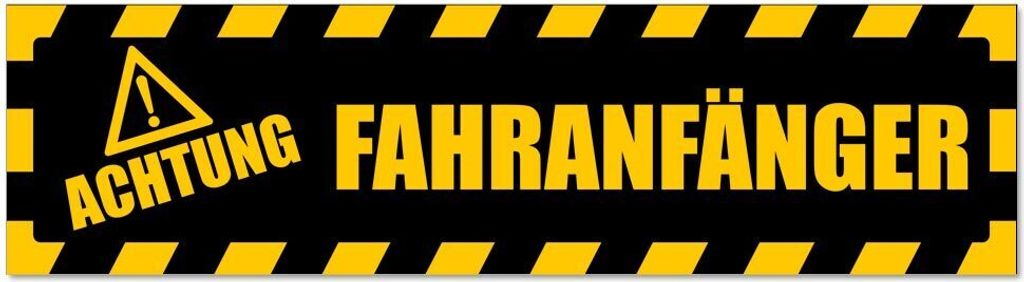 Kiwistar - Autoaufkleber - Gelb - Schwarz - 45 x 12 cm - Achtung Fahranfänger gestreift - Hinweis Aufkleber Sticker für Auto, Kfz, Fahrrad, PKW, LKW