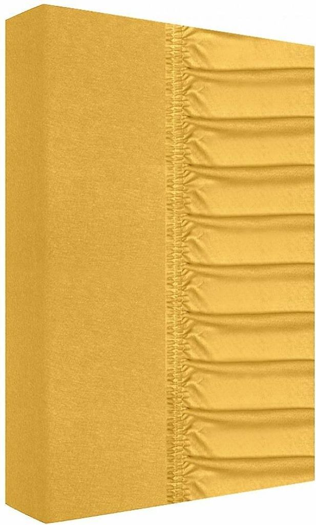 Spannbettlaken, dick, Jersey 100% Baumwolle 200x220cm Honig, gelb