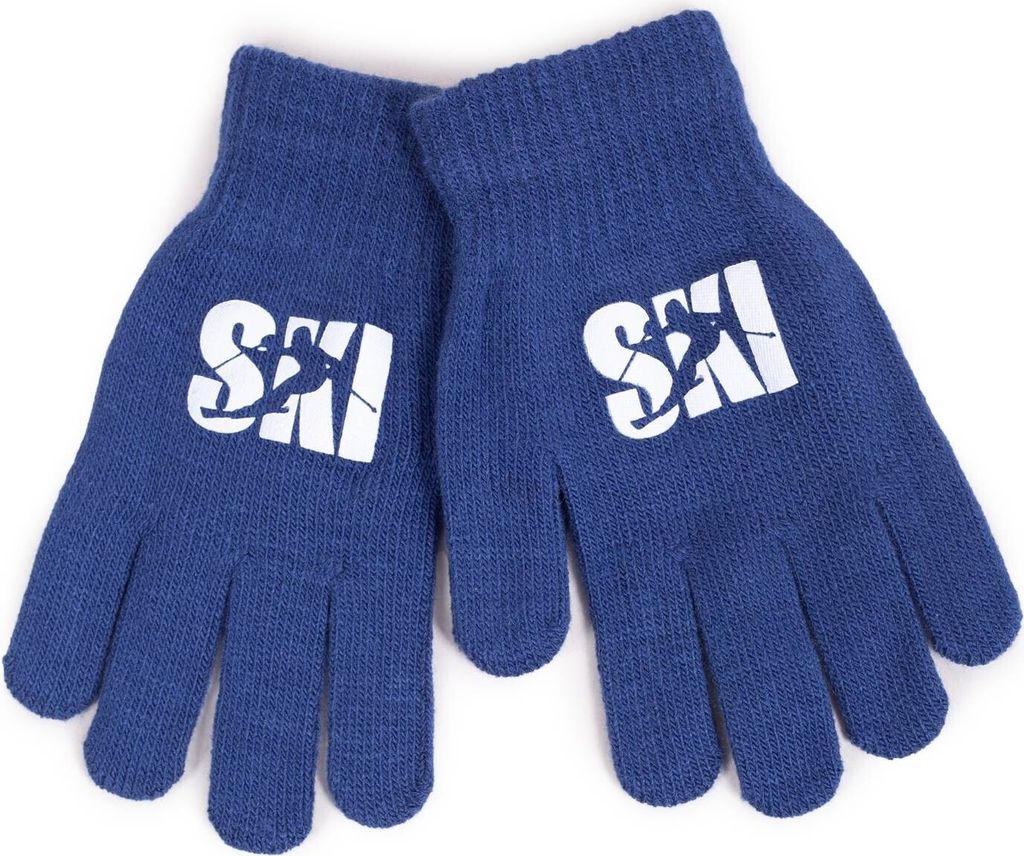 Blaue SKI-Handschuhe für Jungen mit fünf Fingern 16 YOCLUB