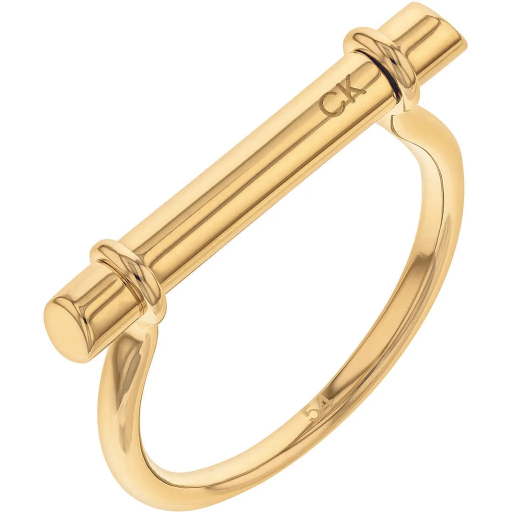 Bague Anneau Femme Calvin Klein Gold 12 - Bijou Sculptural Doré Moderne