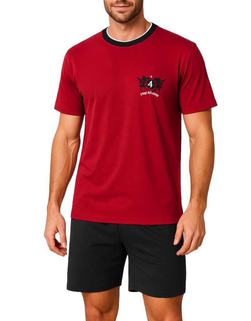 KB Herren Schlafanzug kurz Pyjama Nachtwäsche für Männer Rot XXL