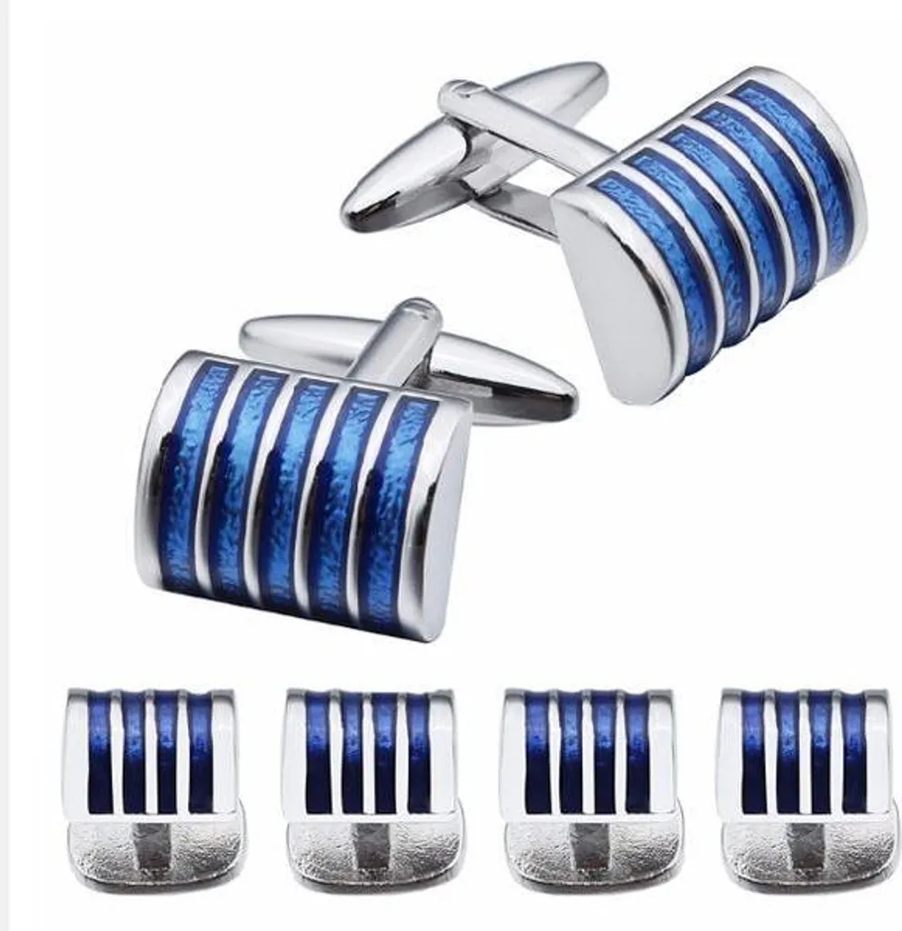 Boutons de manchette à rayures bleues : fixez vos manches avec style