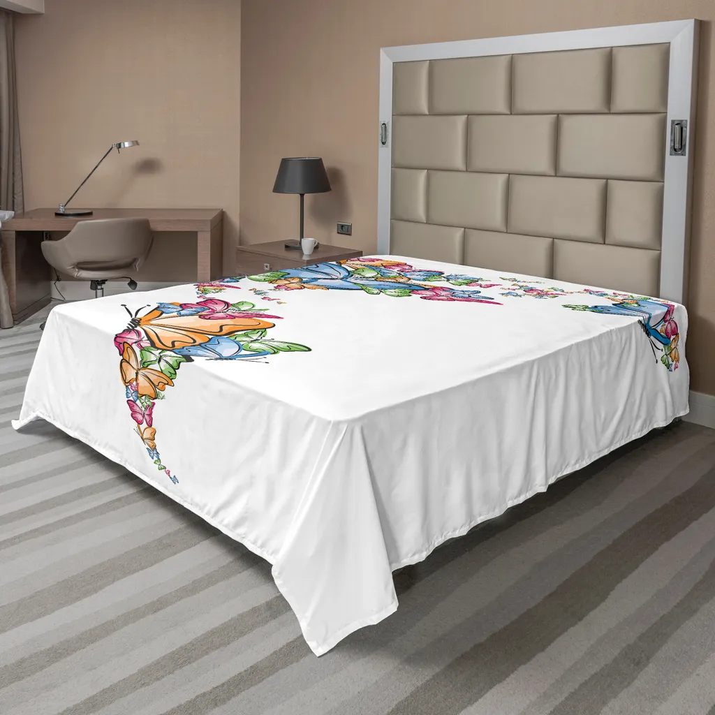 Drap plat décoratif en microfibre douce avec motif Papillon 244x205 cm