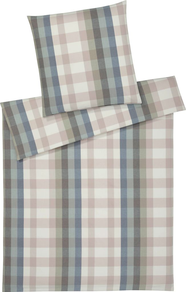 elegante Soft-Flanell-Bettwäsche-Garnitur Glasgow Farbe Salbei-Blau Größe 140x220+70x90