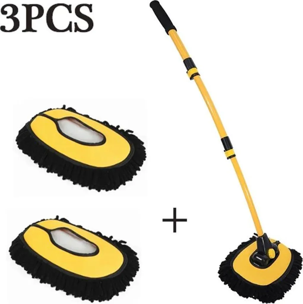 Kit Lavaggio Auto 3 in 1 - Spazzola Morbida con Manico Telescopico Resistente