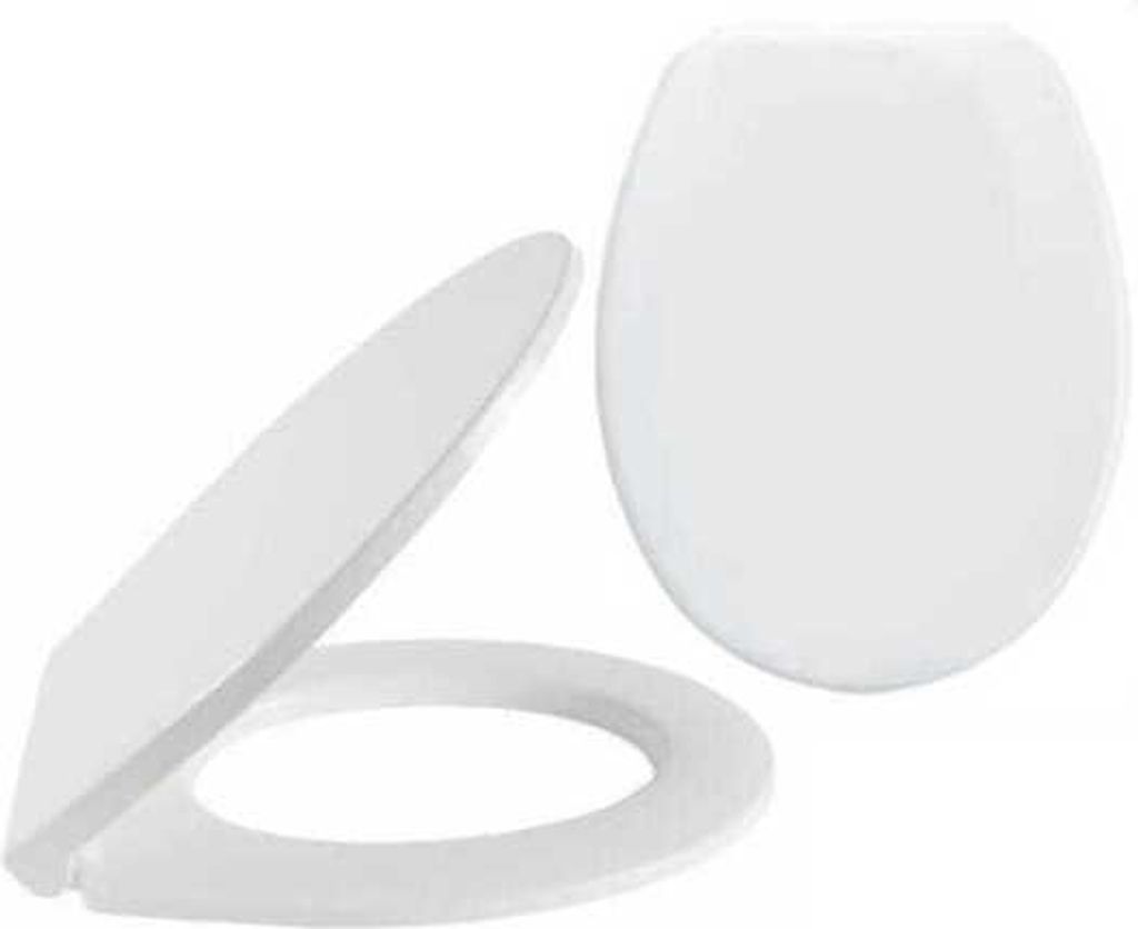 A white toilet seat and lid are shown against a white background.