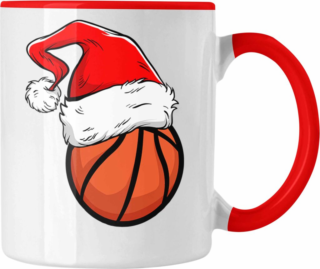 Trendation - Basketball Weihnachten Tasse Geschenk Basketballspieler Geschenkidee (Rot)
