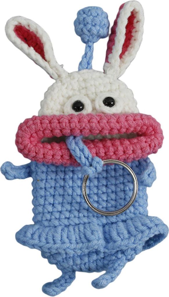 Schlüsseletui mit Cartoon-Wurst und großem Mund, stricken, häkeln, Aufbewahrung, handgefertigt, gehäkelt, Schlüsselhülle, Haushaltsprodukte