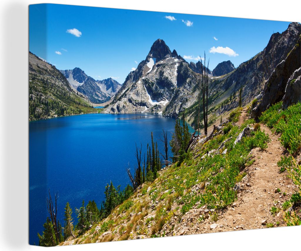 OneMillionCanvasses - Leinwandbilder - 150x100 cm, Wanderweg am Sawtooth Lake, Wandbilder Kunstdruck Wanddekoration - Foto auf Leinwand - Gemäld...