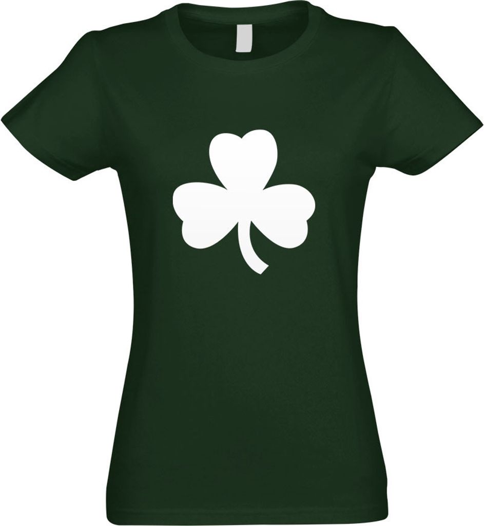 Kiwistar - T-Shirt tailliert - Damen - flaschengrün - Kleeblatt - mit Motiv Bedruckt - Funshirt Design - Sport - Freizeit - Damen - S