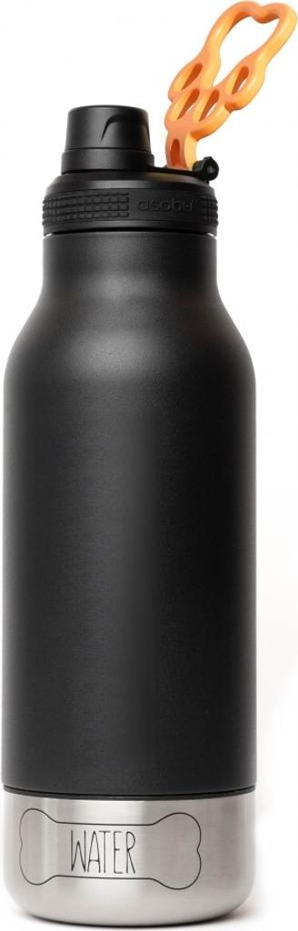 Asobu - Dog Bowl Buddy - Edelstahlflasche mit 2 Näpfen Schwarz