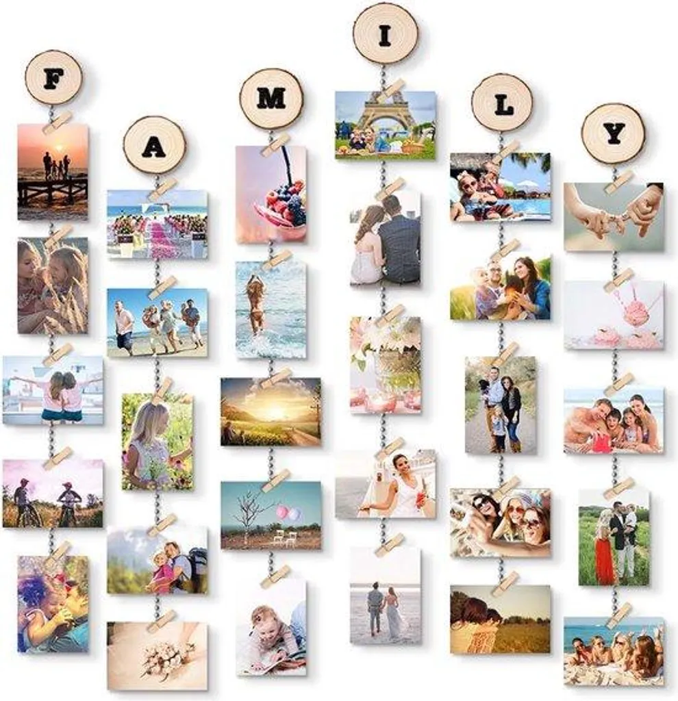 Guirlande Photo avec Pinces et Stickers Alphabet pour Déco Murale DIY