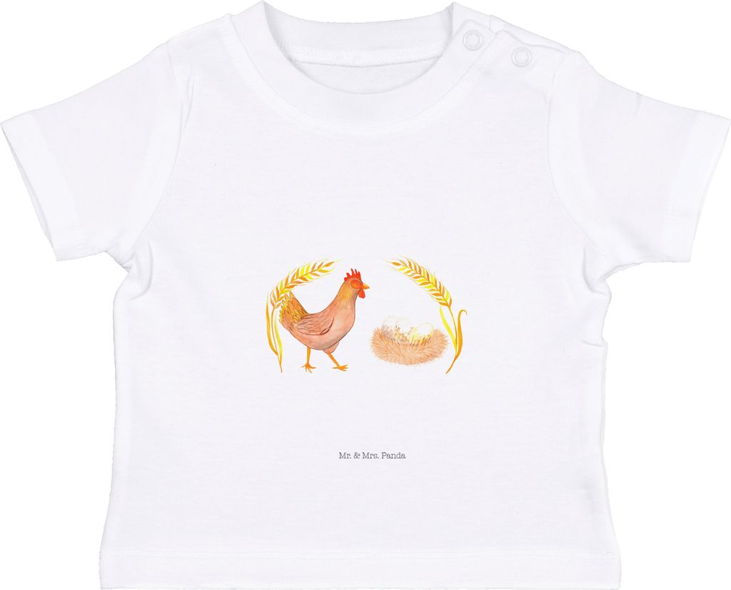 Mr. & Mrs. Panda T-Shirt Huhn Stolz 6. - 12. Monat - Weiß - Geschenk, Baby Shirt, Schwangerschaft, Hof, Kinder, Babyshirt, Bauernhof, Geburt, Spru...