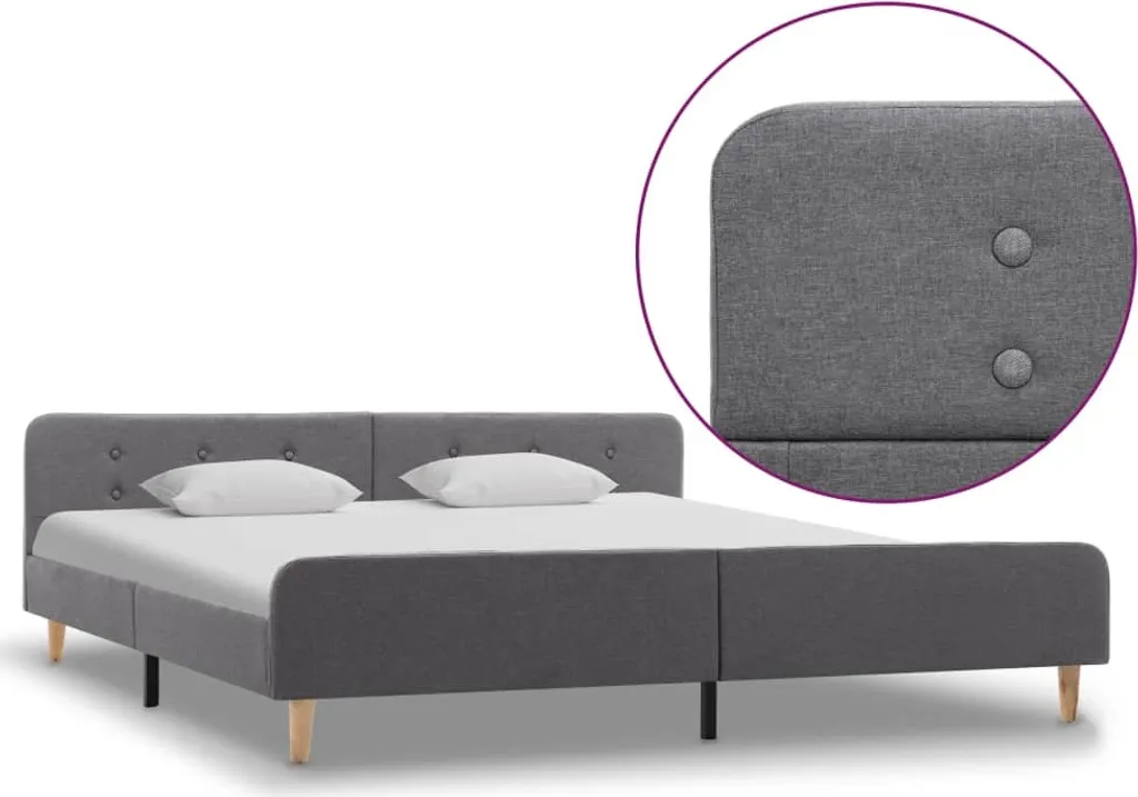 Cadre de lit gris clair en tissu 180x200 cm - Sommier à lattes inclus