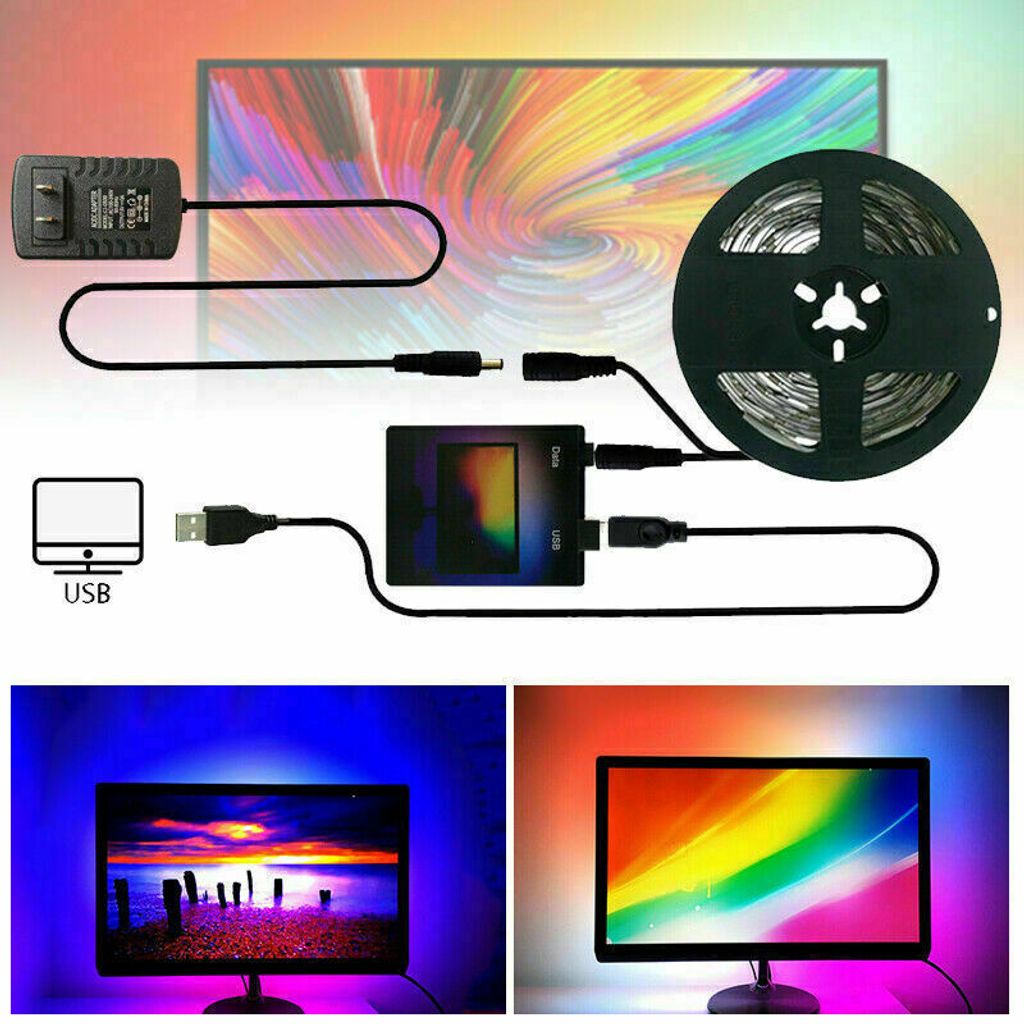 LED Backlight TV Hintergrund beleuchtung USB Lichtstripe PC-Band Streifen RGB 