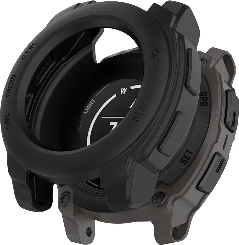 Für Garmin Instinct E 45mm Silikon Design Watch Schutz Gehäuse Hülle Schwarz