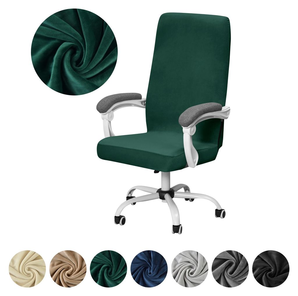 Elastischer Velours-Bezug für Drehstuhl in Grün – Schonbezug für Büro- und Arbeitsstühle