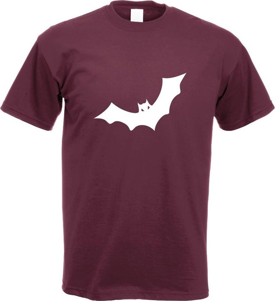 Kiwistar - T-Shirt - Burgund - Fledermaus Motiv Bedruckt Funshirt Design Print - mit Motiv Bedruckt - Funshirt Design - Sport - Freizeit - Herren - S