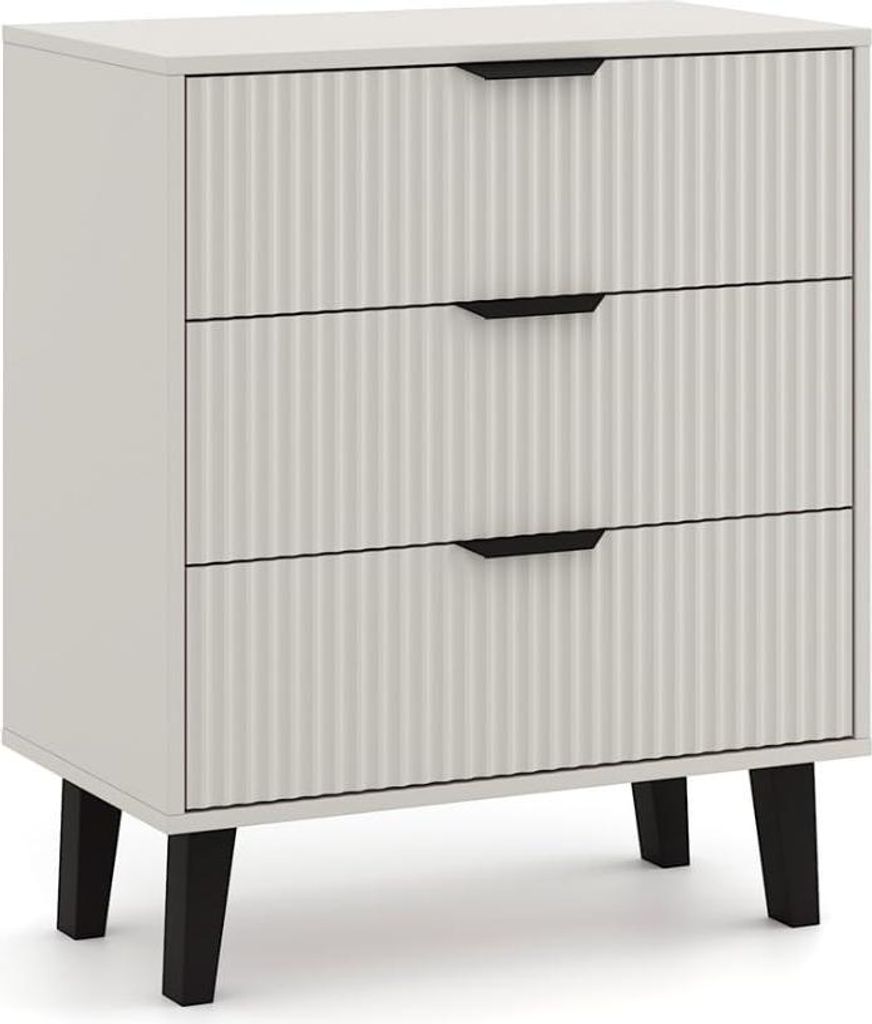 BDW, Kommode Scandi, mit 3 Schubladen, Schlafzimmer, 80×40×75cm, Kaschmir